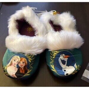 Disney Collection Kids Girls Frozen Anna Elsa Olaf Slip-On Slippers, Size 2/3
